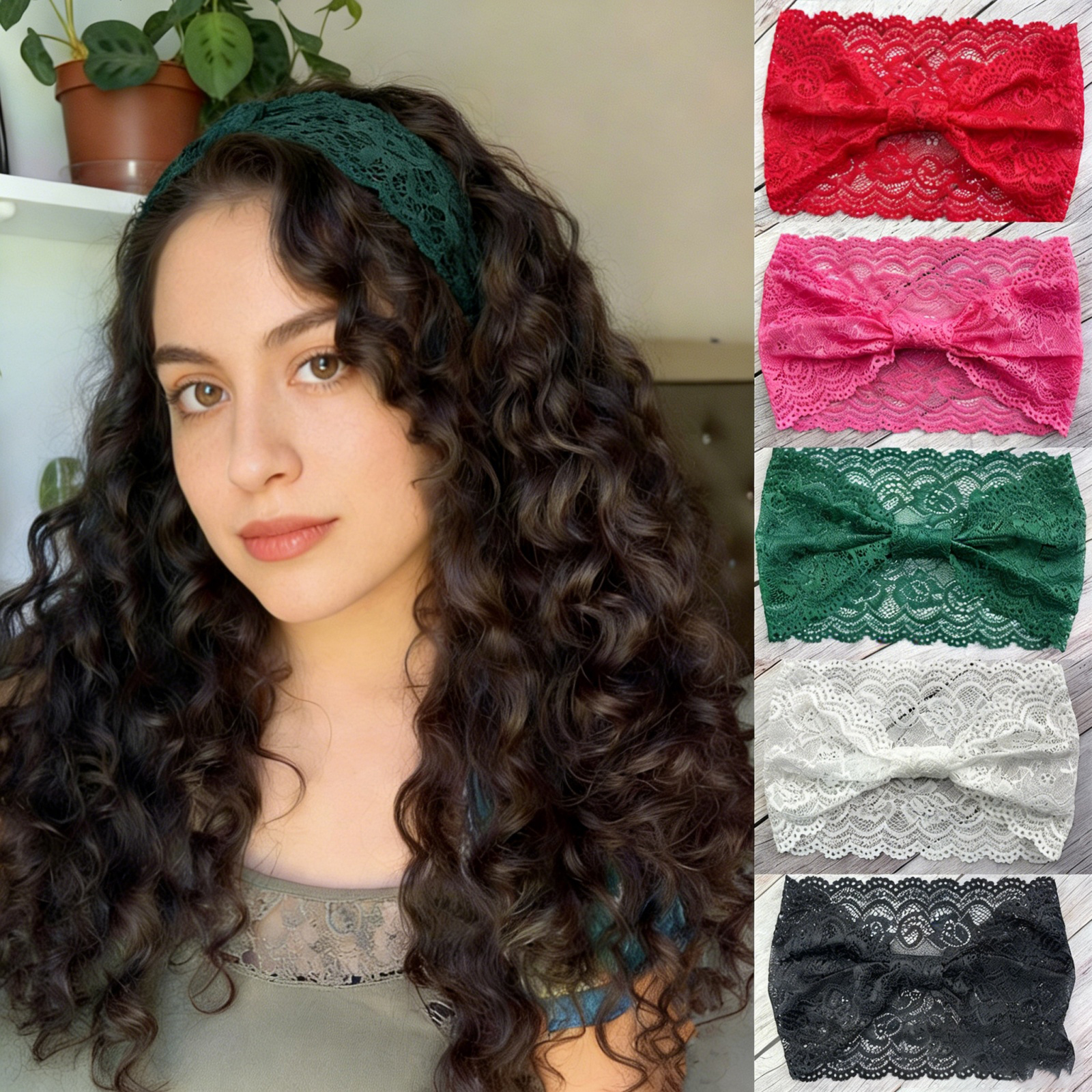 1PC Lace Bow Headbands For Wom - مراجعة Stretch Strap Yoga وسعره