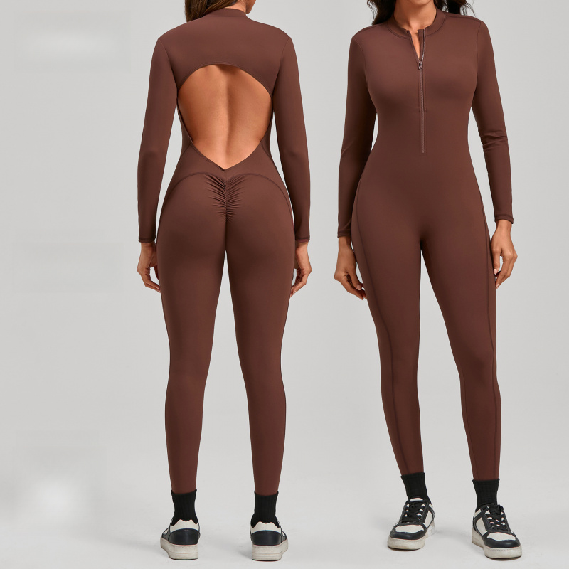Zippered Long Sleeve Nude Feel - مراجعة Yoga Fitness Outfit وسعره