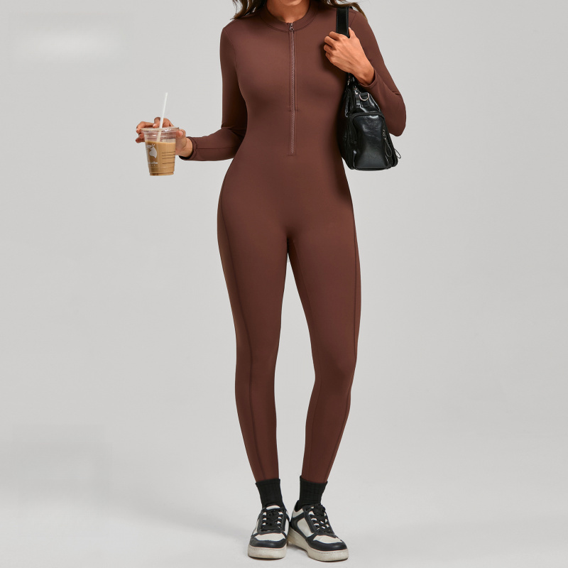Zippered Long Sleeve Nude Feel - مراجعة Yoga Fitness Outfit وسعره