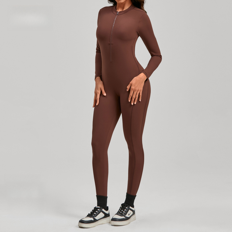 Zippered Long Sleeve Nude Feel - مراجعة Yoga Fitness Outfit وسعره