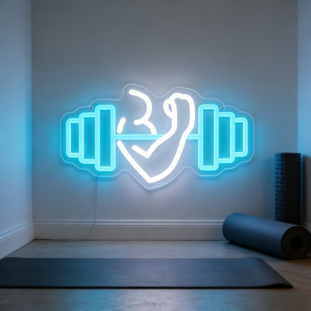 Bicep Dumbbell Neon Sign LED W - مراجعة Yoga And Fitness Studio وسعره