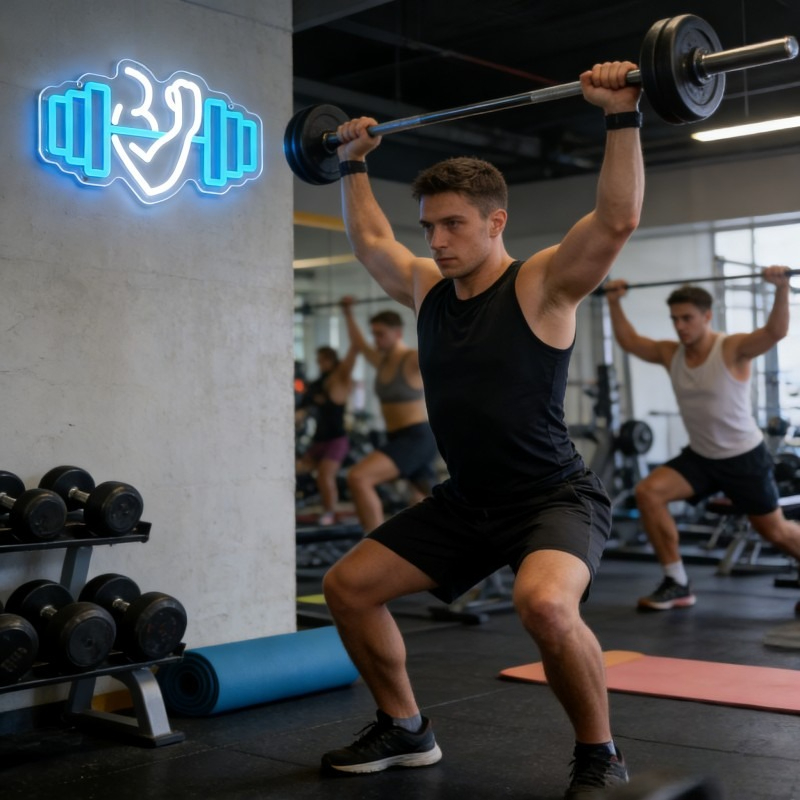 Bicep Dumbbell Neon Sign LED W - مراجعة Yoga And Fitness Studio وسعره