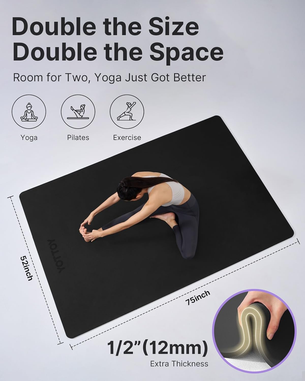 Large Yoga Mat 75x52x1/2in, Ex - مراجعة Yoga Fitness Mat وسعره